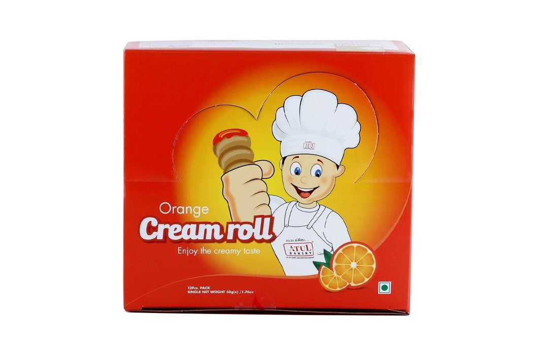 Atul Bakery Orange Cream Roll    Box  12 pcs